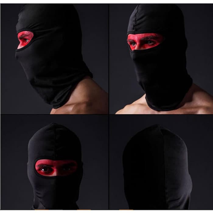 Masker Motor Ninja alpins Balaclava Polos Hitam Full Face Pelindung Muka Helm Motor Biker Skull