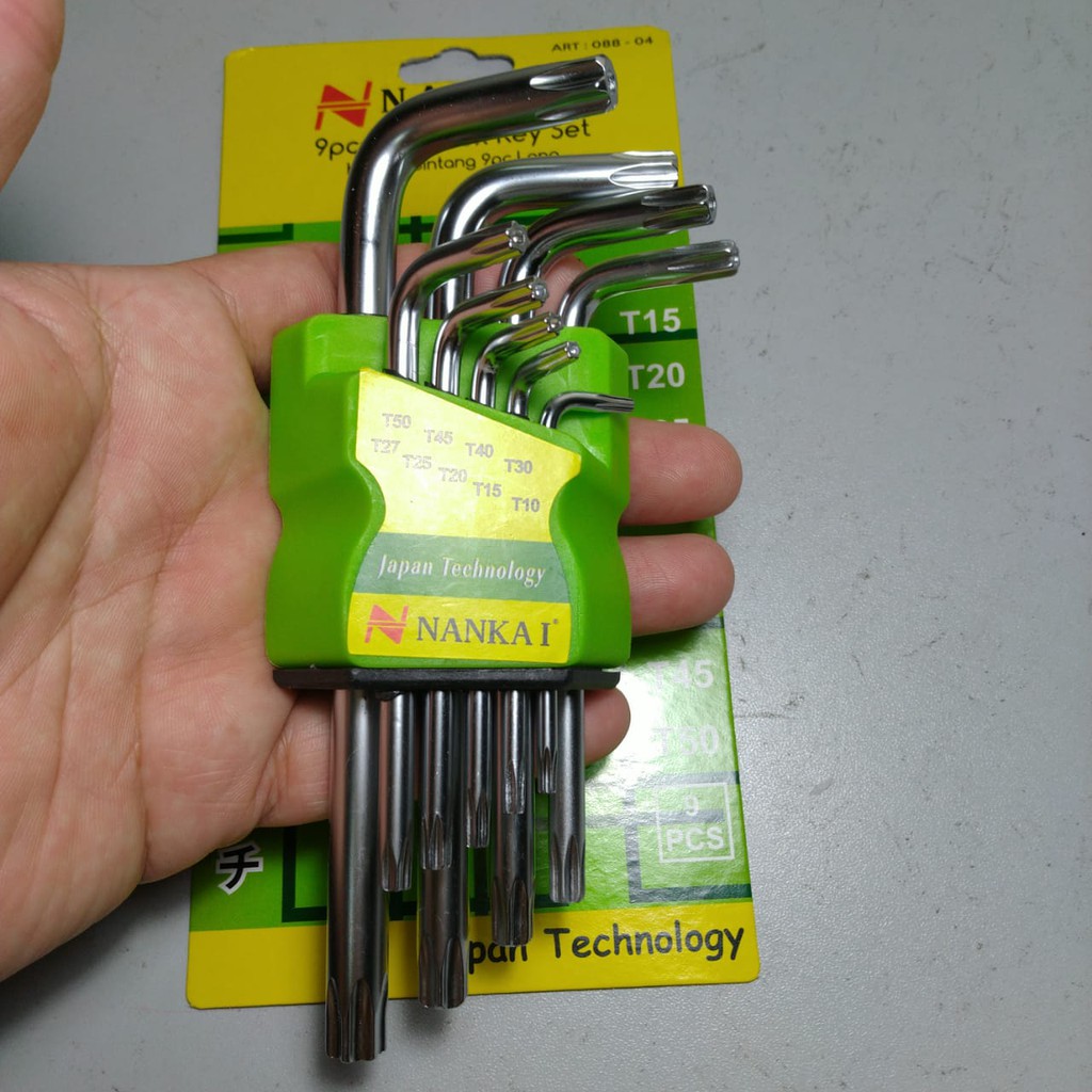 PENDEK KUNCI L BINTANG LUBANG SHORT TORX KEY SET 9 BAUT REM SEPEDA MOTOR T 10 15 20 25 27 30 40 4550-1