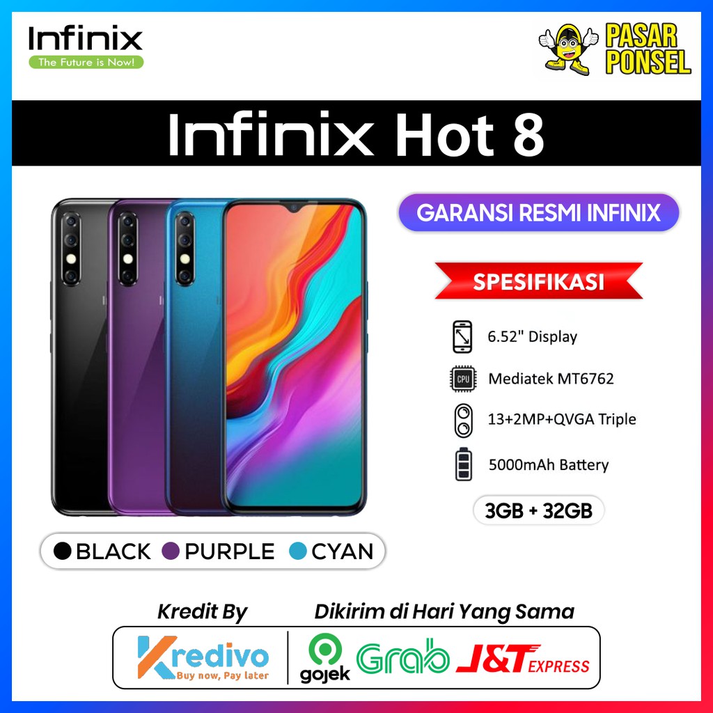 HP INFINIX HOT 8 3/32GB GARANSI RESMI TERMURAH SESURABAYA