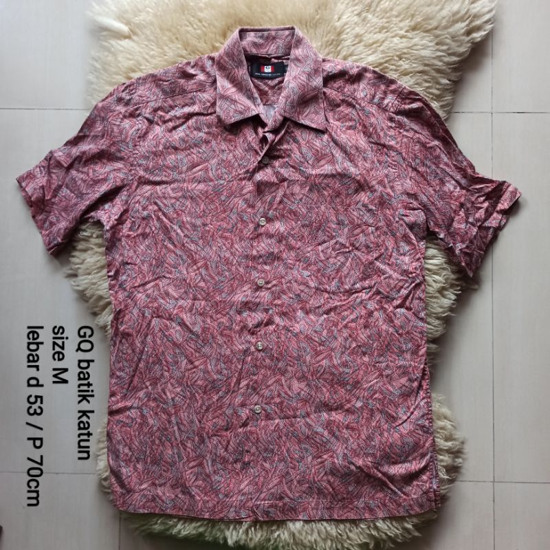 GQ baju atasan kemeja batik pria / wanita preloved size M katun