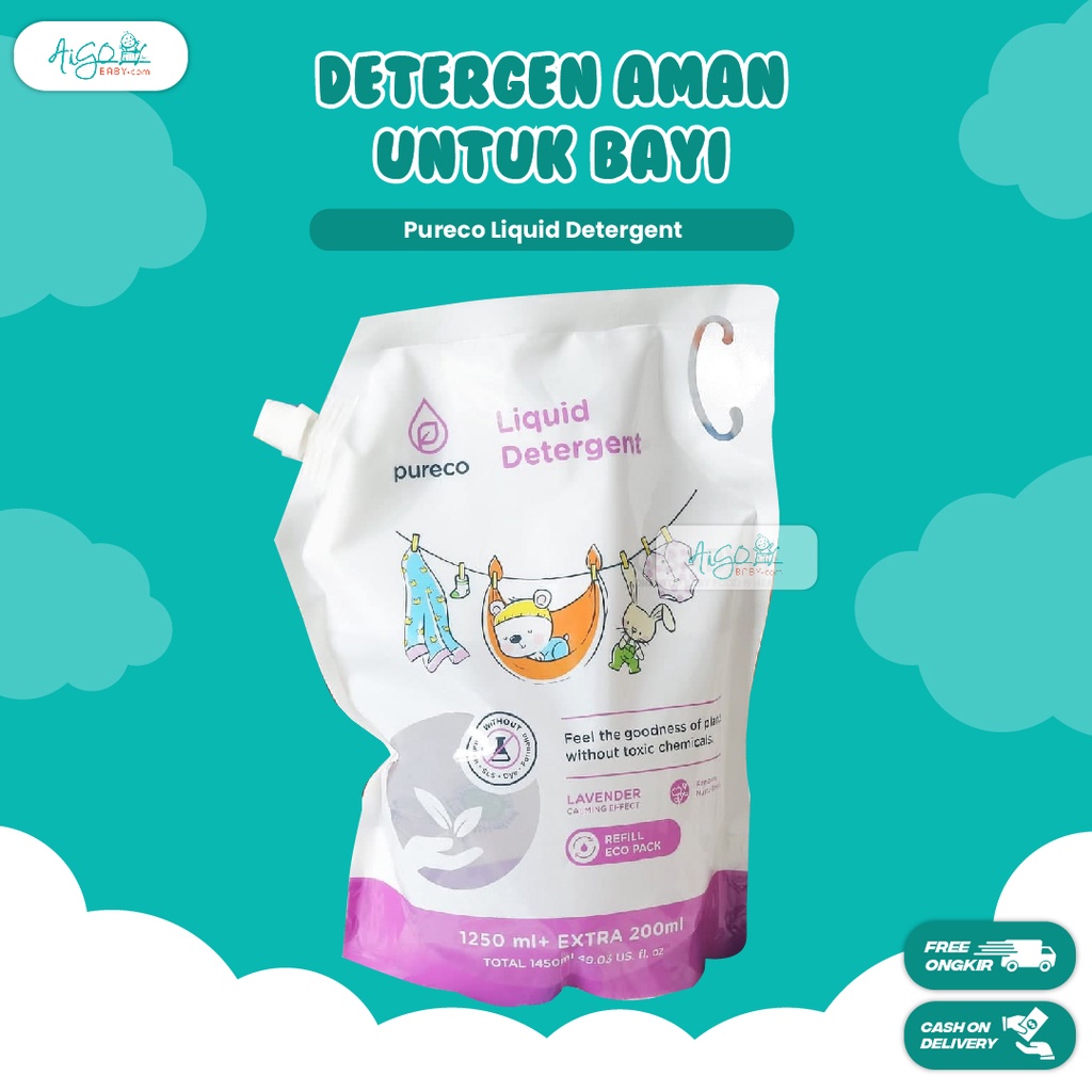 Jual Pureco Liquid Detergent 1450ml Refill Pack / Sabun Cuci Baju Bayi ...