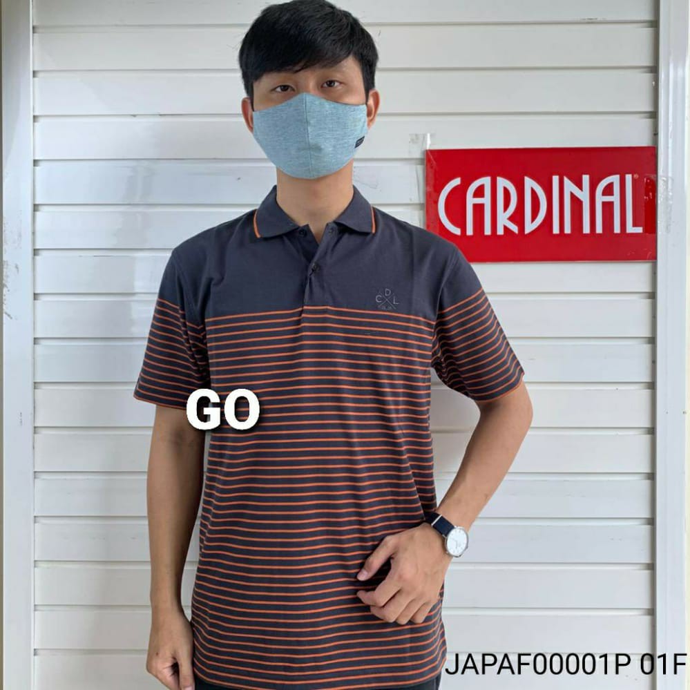 gos CDL By (CARDINAL) POLO T-SHIRT Pakaian Pria Atasan Kaos Polo Berkerah Garis Salur Lengan Pendek