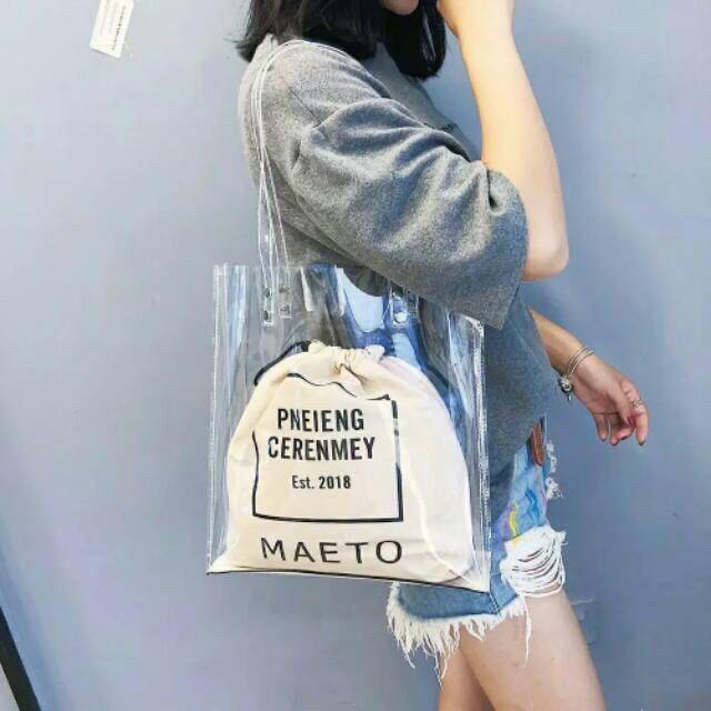 ready Tas Tote Bag Transparan Mika MAEetoo