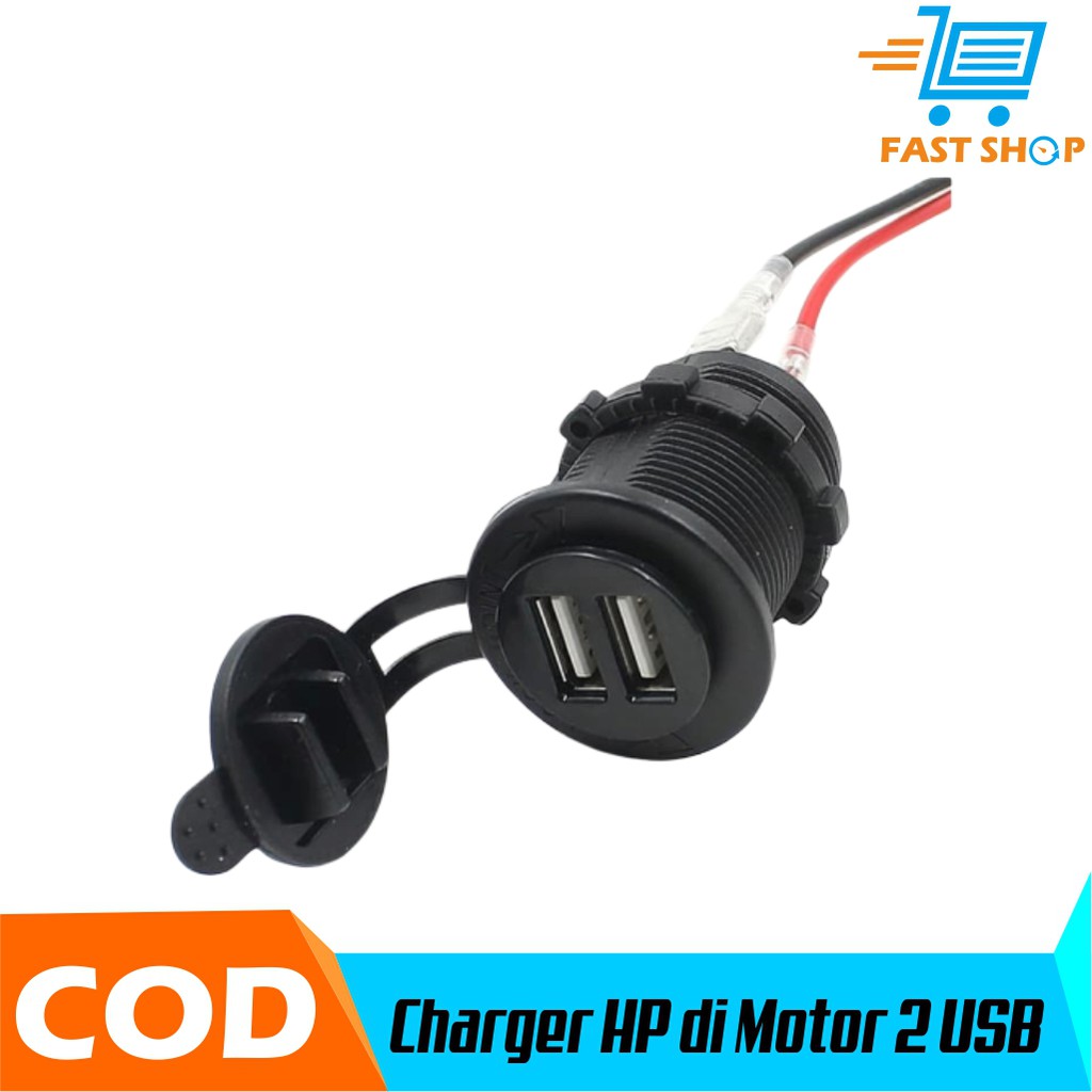 Charger Sepeda Motor Dual Port USB 12-24V Port Tahan Air