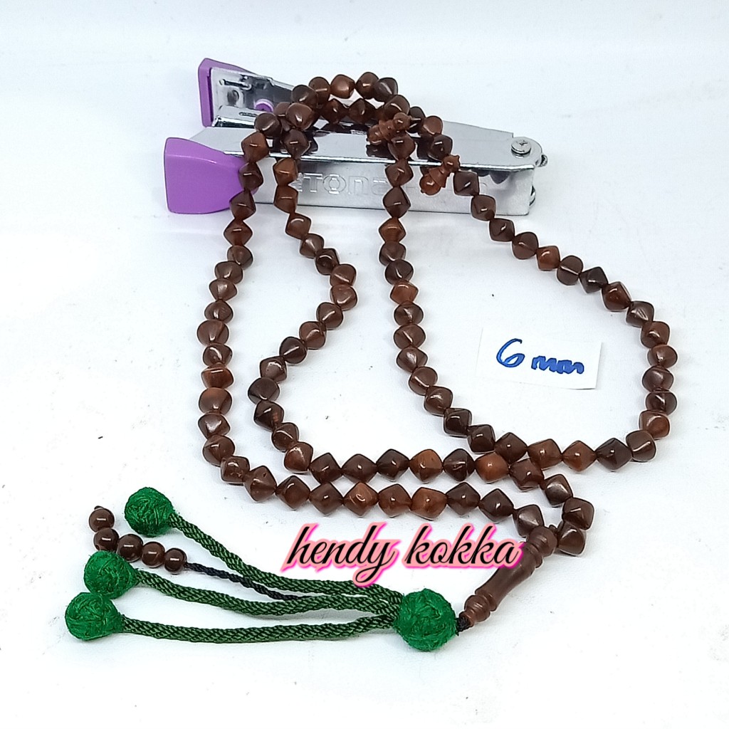 GROSIR 5PCS tasbih kokka kaukah 99 wajik rumbai 6mm coklat