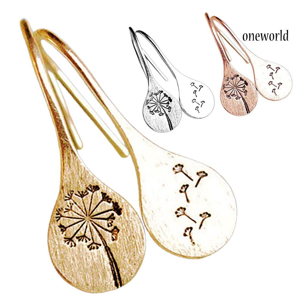 OW# Simple Fashion Dandelions Dangle Earrings Retro Stainless Steel Pendant Jewelry