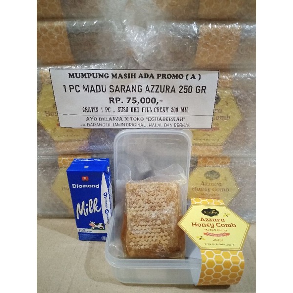 

MADU MURNI SARANG 250 gr ASLI MADU SARANG AZZURA GRATIS SUSU UHT FULL CREAM 200 ml