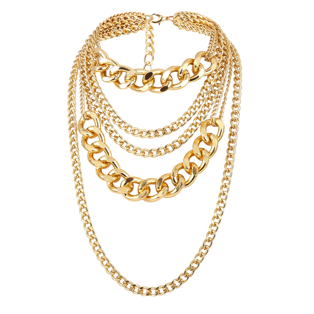 Hu Hu Hu Hu Hu Alat Bantu Pasang Kacamata♡ Kalung Rantai Multilayer Gaya Punk Rock Hip hop Untuk Wanita