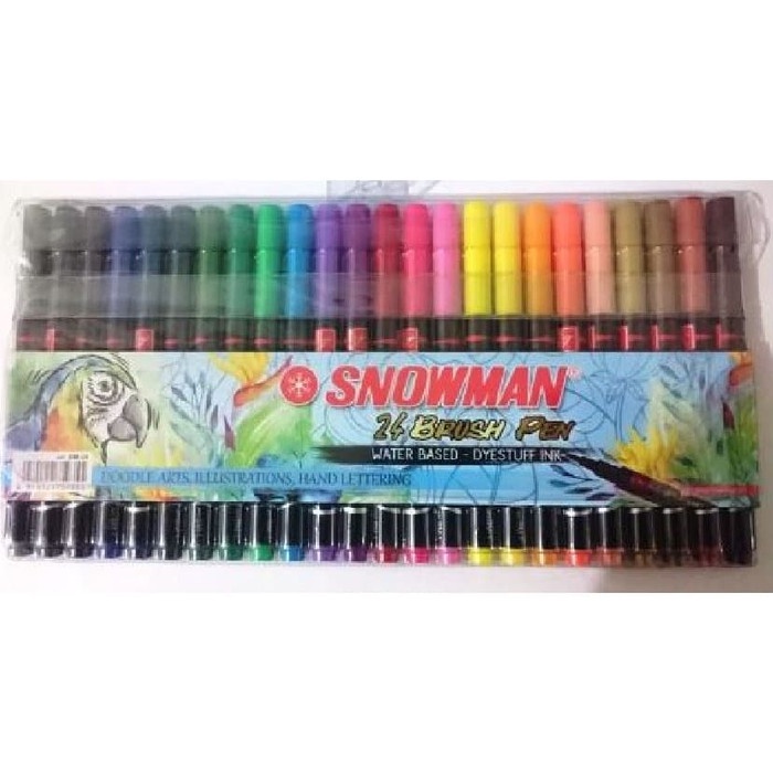

kaligrafi-perlengkapan- set brush pen snowman 24 warna / pen brush kuas -perlengkapan-kaligrafi.