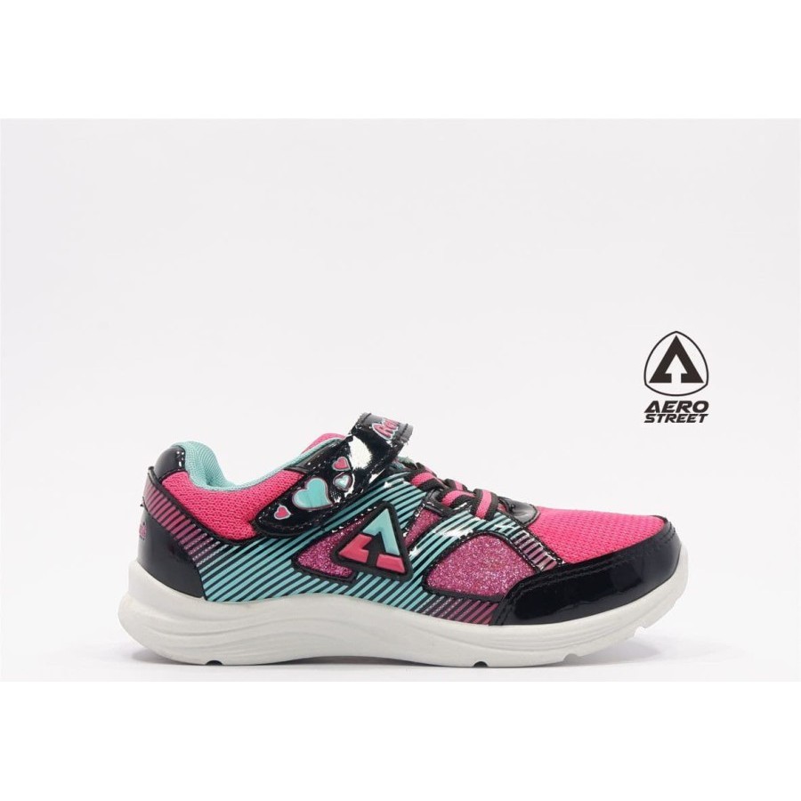 Aerostreet Sepatu Sneakers Anak Cewek Casual Sport-Lovely Hitam Fushia