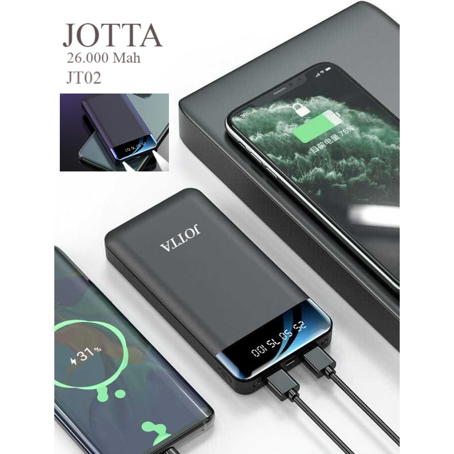 TERMURAH REAL 100%- Powerbank JOTTA JT02 Kapasitas 26.000 Mah Dual LED Dual USB Garansi 1 tahun