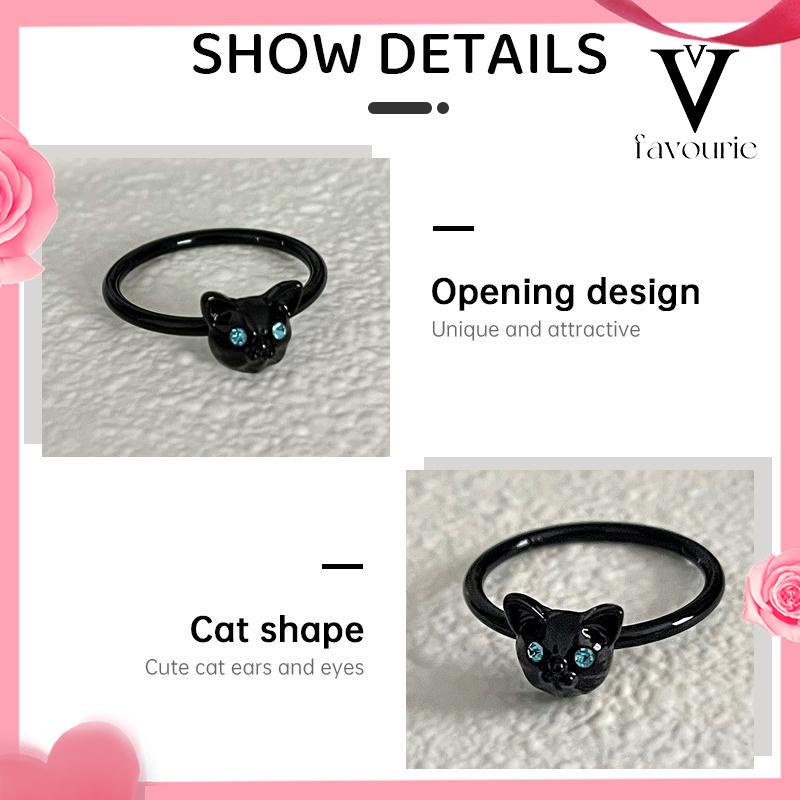 [COD]Cincin Kucing Hitam Wanita Trendi Desain Niche Cincin Jari Telunjuk Fashion Kepribadian Cincin-FA