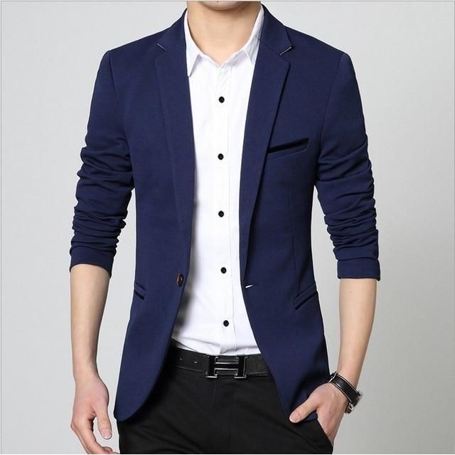 BLAZER PRIA NAVY FOLD BASIC FORMAL SLIM FIT SUIT PREMIUM NIKAYU