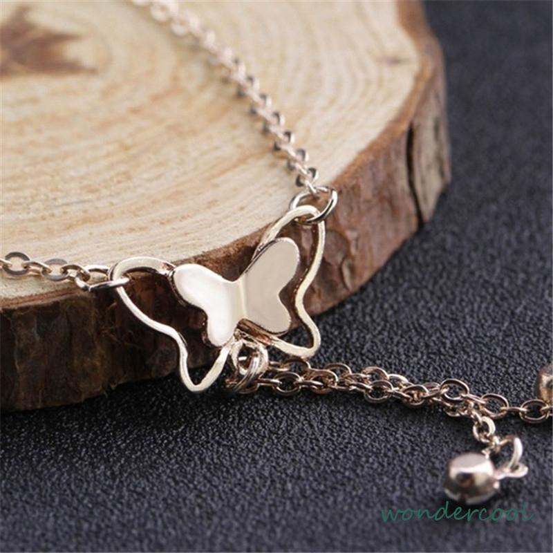 Fashion Gelang Kaki Dan Tangan Rantai Alloy Ala Korea Dengan Liontin Butterfly Kupu-kupu -Won