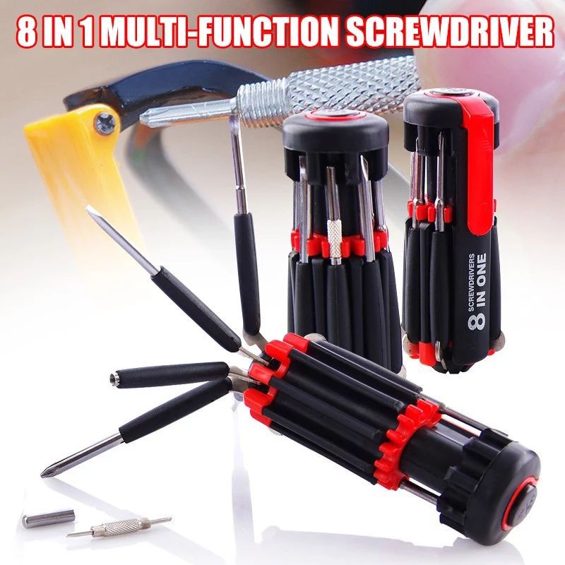 Set Obeng 8 in 1 Multi Srewdriver Tools - Obeng Senter Multifungsi