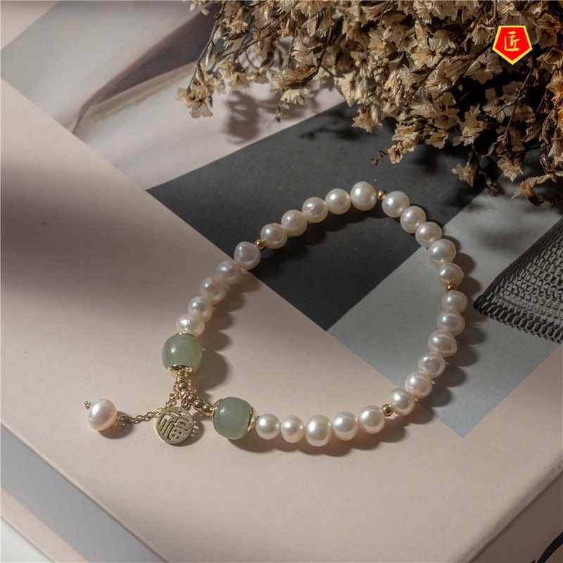 Pearl Fu Character Bracelet Sweet Exquisite Red Agate Bracelet Female Hetian Jade Lucky Bracelet