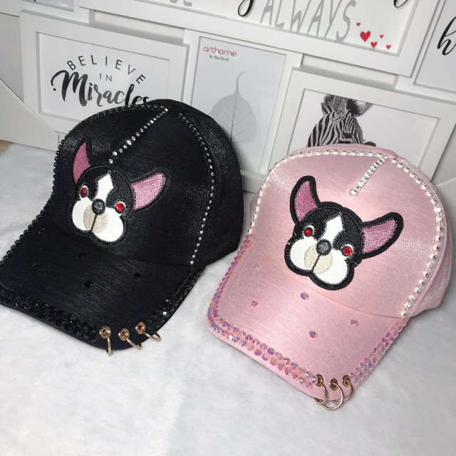 Topi Baseball Casual dengan Hiasan Sequin dan Kucing untuk Perempuan