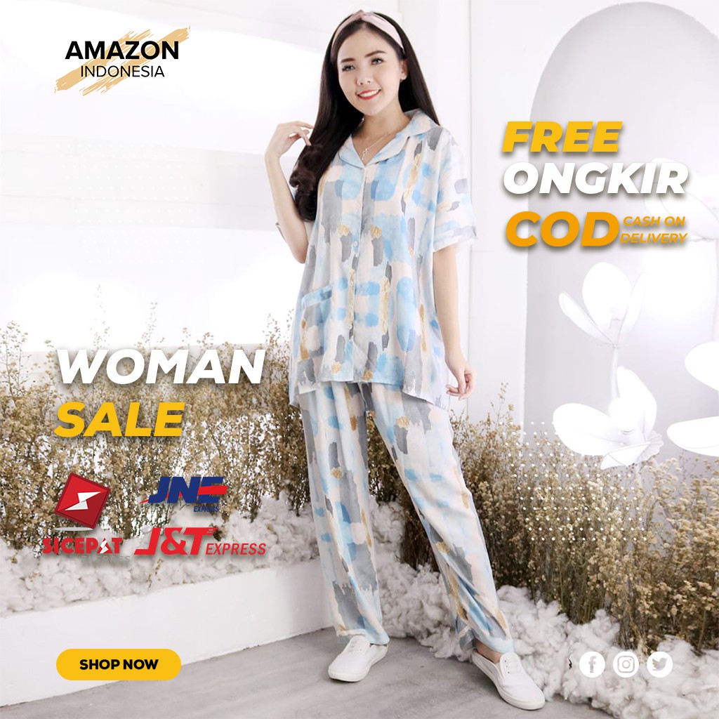 PIYAMA PNJANG SATU SET BAJU TIDUR WANITA WARNA BLUE BAHAN RAYON ORIGINAL TEBAL DINGIN IMPORT MURAH