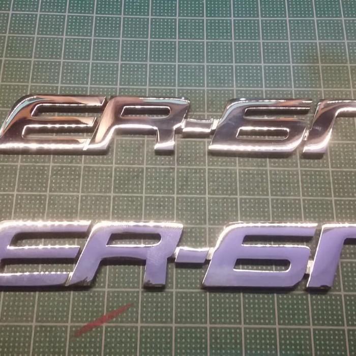 EMBLEM KAWASAKI ER6-N STAINLESS POLES CHROME DEMBOSS EMBOS 13cm X 2cm