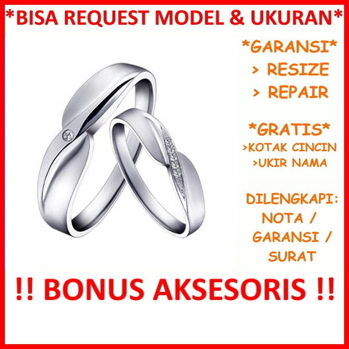 Gratis Ukir Nama Garansi Silver Asli Bisa Pesan Model Cincin Kawin Couple Perak Tunangan Nikah Id525