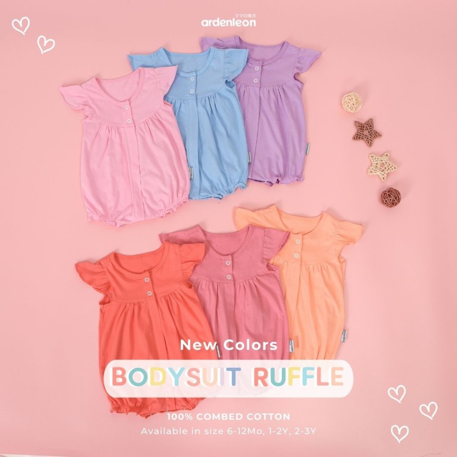 Arden Leon Bodysuit Ruffle / Jumper Bayi (1pcs/pack) Jumper Pendek