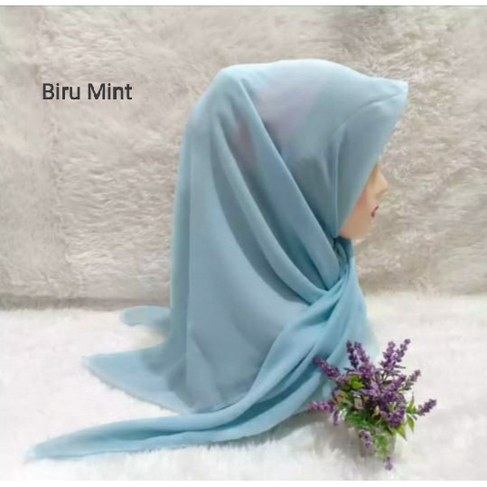 QBZ / SEGI 4 PARIS PREMIUM SERI WARNA 3 / JILBAB SEGIEMPAT PARIS NECI /SEGI EMPAT REDROS/VARISA/AZARA / CIPUT RAJUT DUA WARNA-Biru Mint