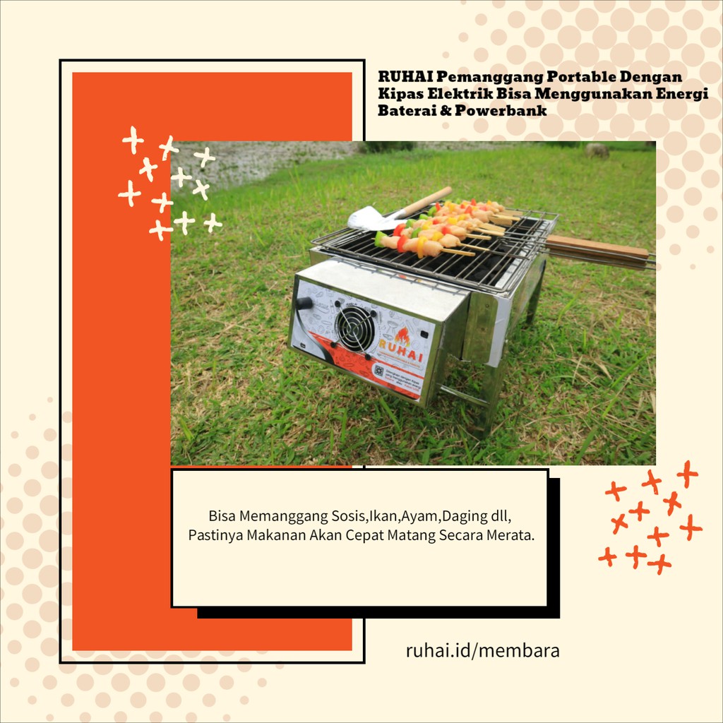 PEMANGGANG PORTABEL GRILL RUHAI dengan KIPAS ELEKTRIK