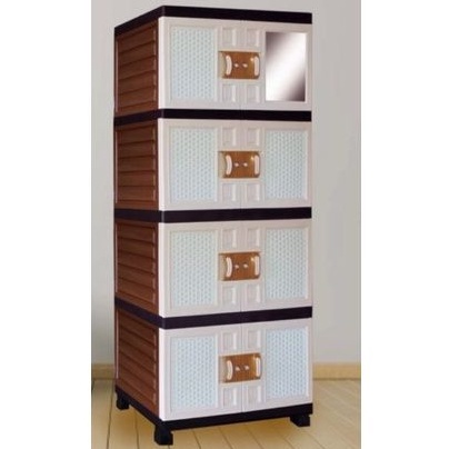 Lemari baju pakaian plastik susun MOTIF BATIK FULL KUNCI MOCCA MASTER