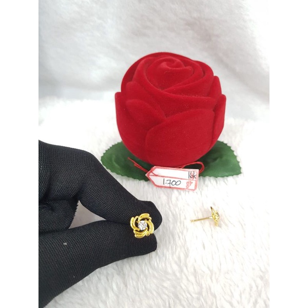 GW418L153L giwang tusuk model bunga halilintar permata emas kuning asli berat 1.700 kadar 70% 16k