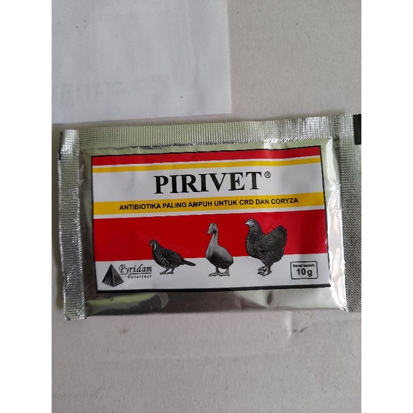 PIRIVET 10 gram antibiotik obat ampuh untuk ngorok pilek ayam, CRD dan SNOT