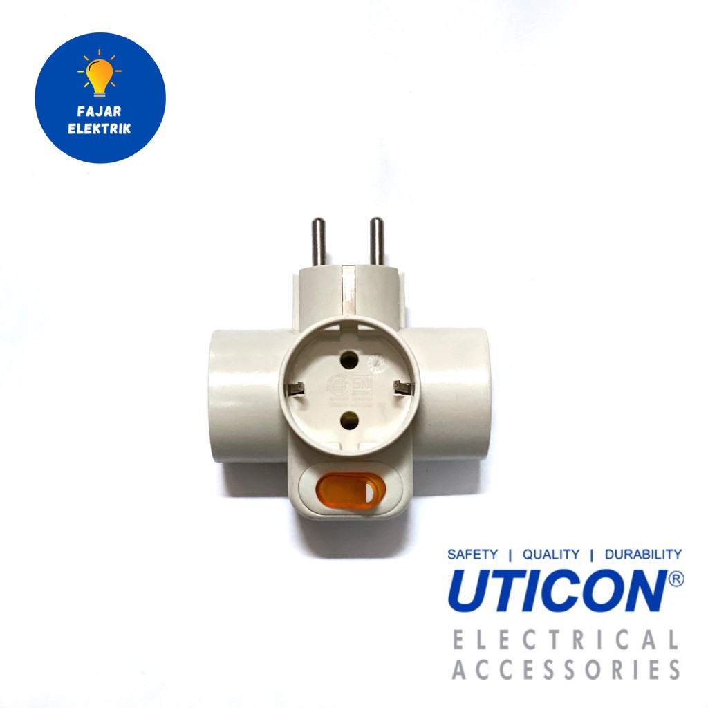 UTICON STEKER T ARDE + SAKLAR UTICON (GROSIR) / UTICON STOP KONTAK CABANG 3 LUBANG + SAKLAR