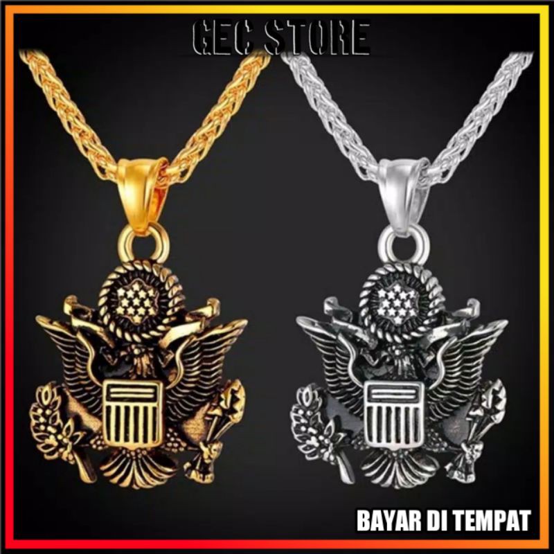 Kalung Vintage Punk Eagle Pendant Pria Kalung Perhiasan