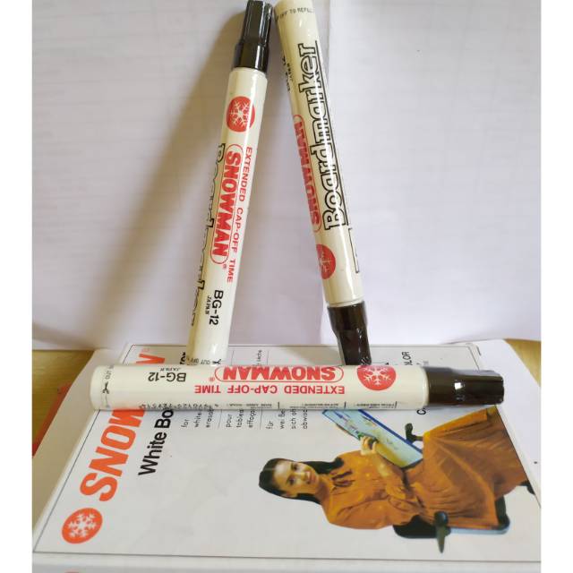 

Snowman Whiteboard Marker BG-12 Spidol Hitam 1 pcs bisa dihapus