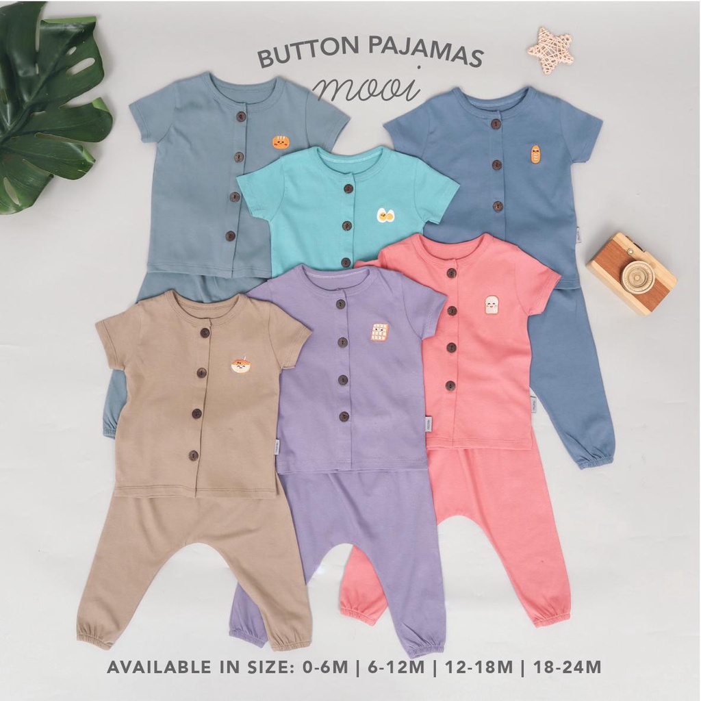 PROMO 7.7 PROMO BAJU LEBARAN MURAH Mooi Short Sleeve Button Setelan Piyama anak Pajamas Setelan Bayi  0-24 bulan