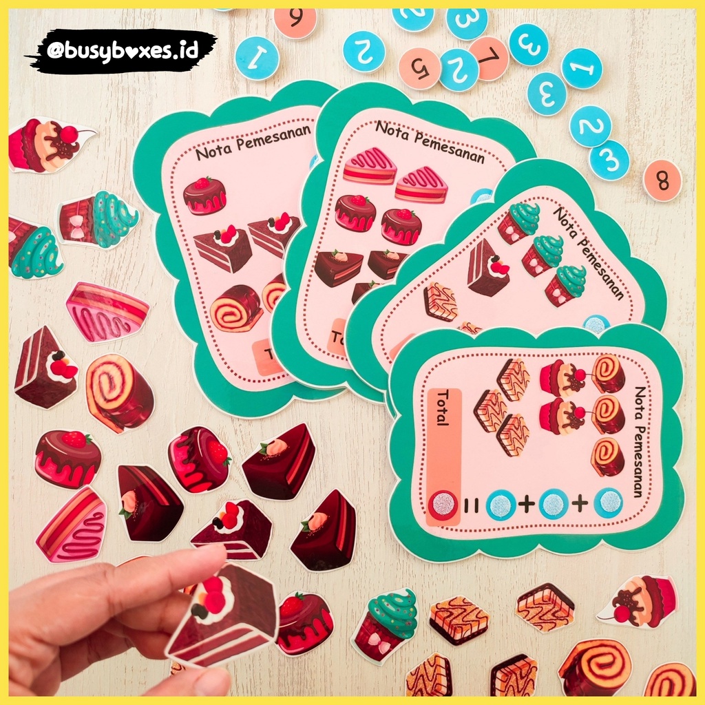 [busyboxes.id] worksheet paud mainan edukasi pretend play busypage busy page cake shop