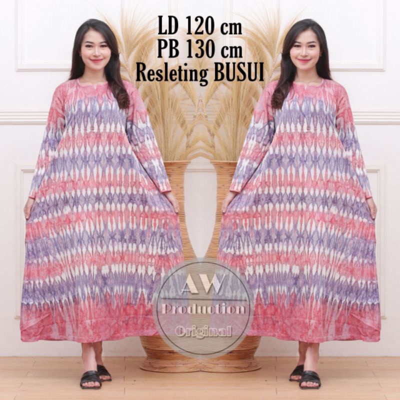 Daster Jumbo Kekinian Kaos Abstrak Lengan Panjang Busui Resleting Depan Dress Bumil Batik Pekalongan Adem Halus Termurah