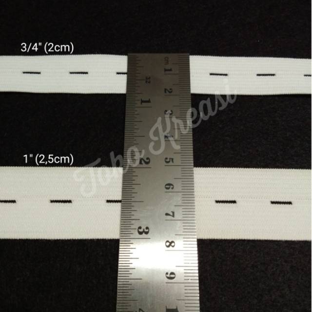 Karet elastis lubang - karet elastis berlubang per meter ukuran 2cm dan 2,5cm warna putih