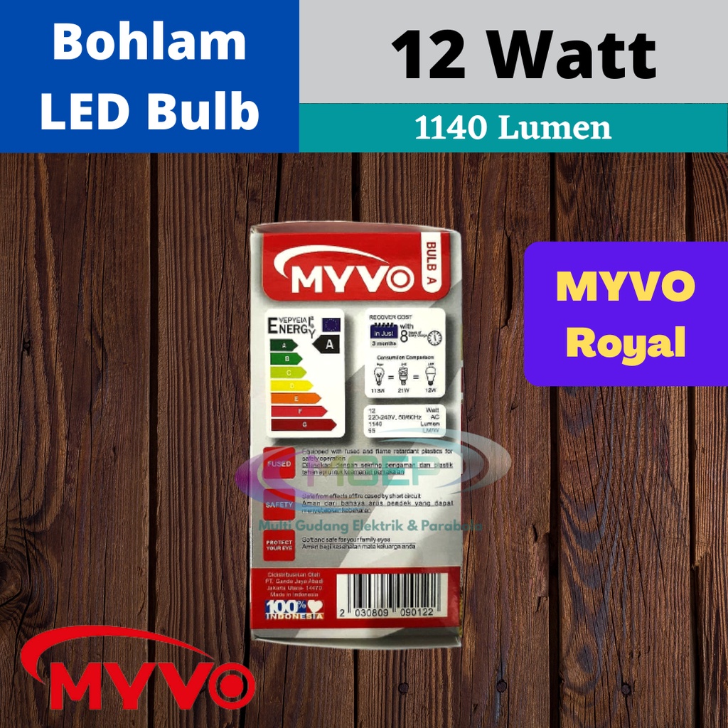 Bohlam LED Emergency Myvo Royal 12 Watt + fitting Lampu darurat Lampu Magic