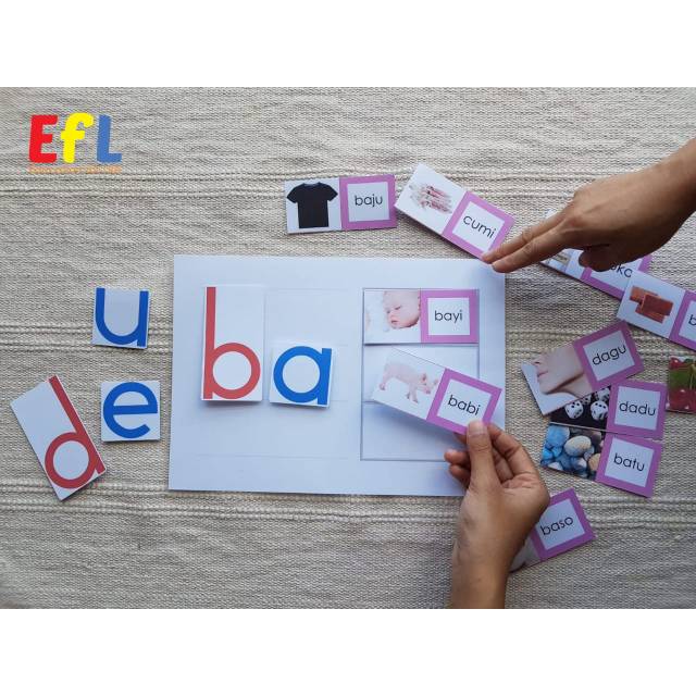 Paket Large Movable Alphabet & Kartu Membaca Suku Kata Bahasa Indonesia (Montessori Inspired)