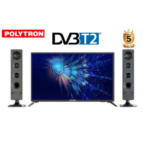 Polytron LED Digital TV 32&quot; DVB-T2 Cinemax 32TV1855 Speaker Tower