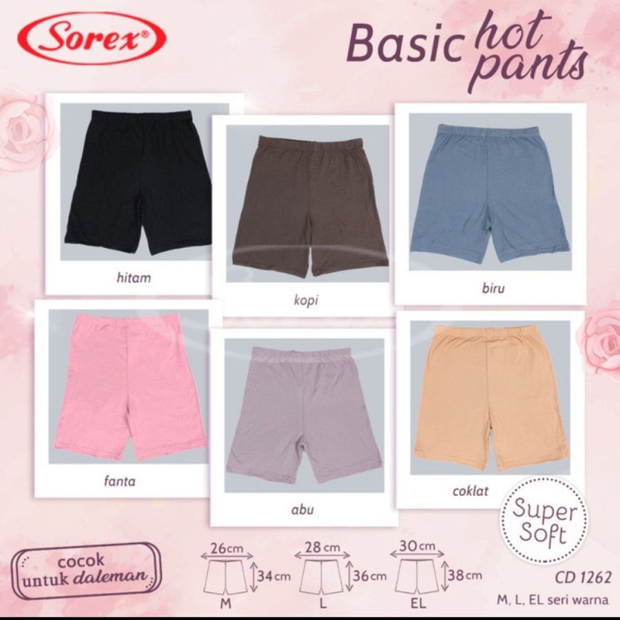 celana dalam wanita boxer hotpants basic sorex 1261 1262 anti intip