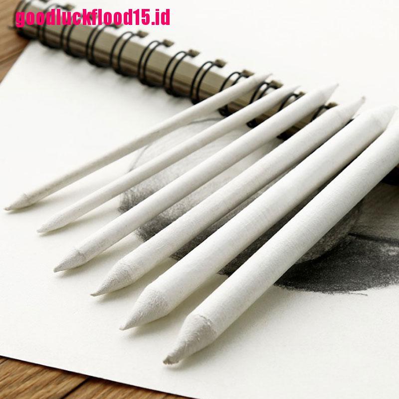 (LUCKID) 6pcs / set Stick Blending Smudge Stump Tortillon Warna Putih Untuk Sketsa / Gambar