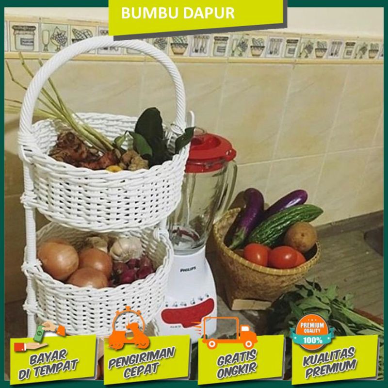 Tempat Bumbu Rotan Sintetis Susun Tiga