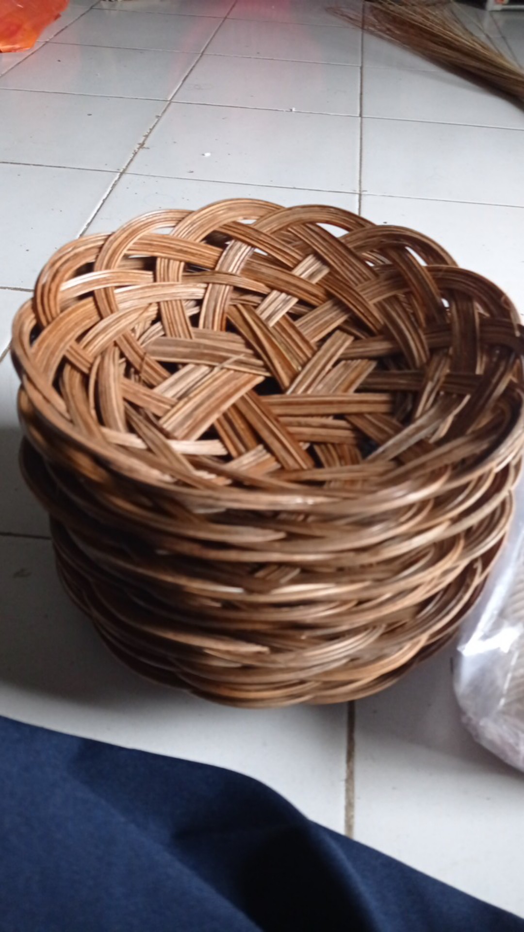 Piring Lidi Anyaman Rotan Bambu Diameter 25cm (isi 10 Pcs)