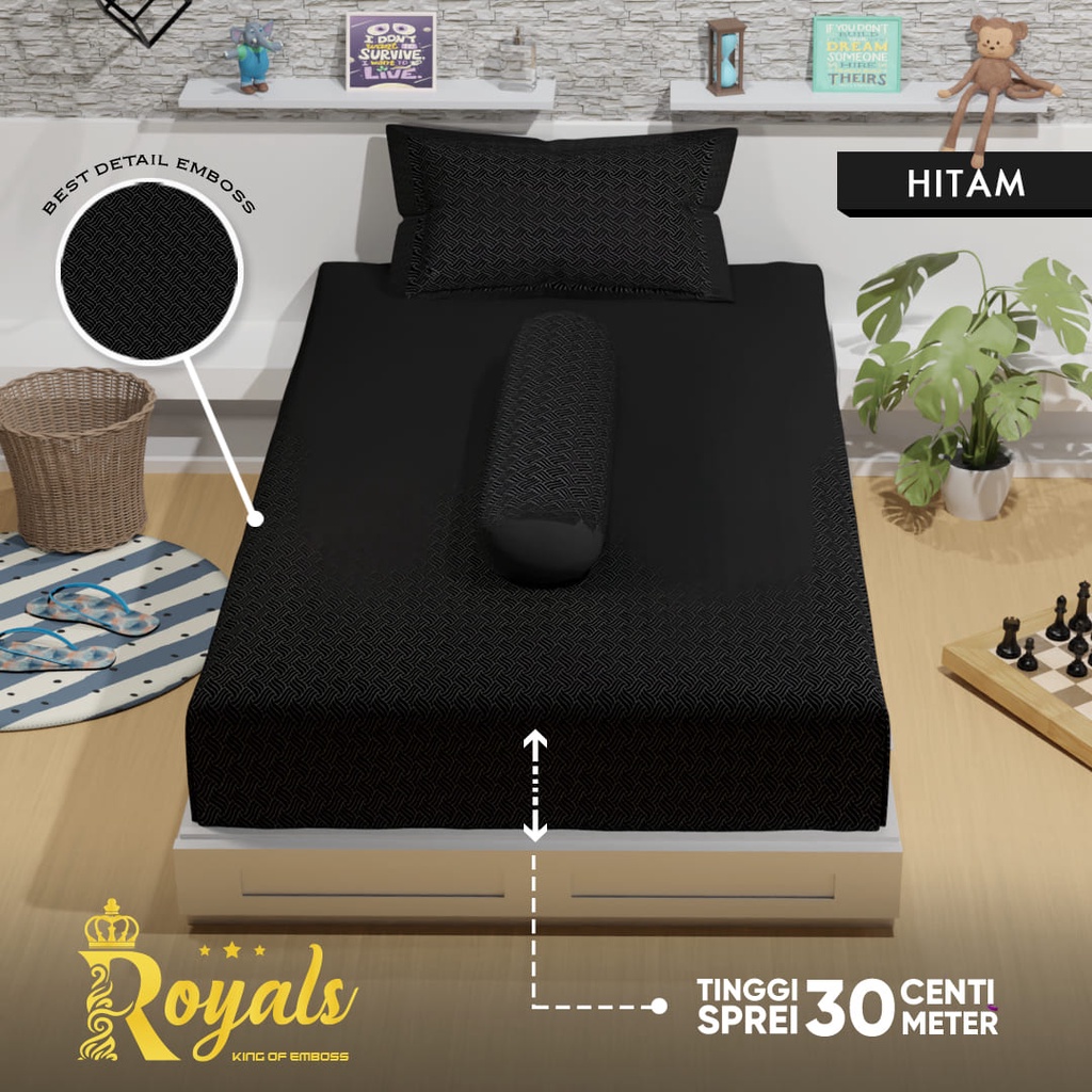 Royals Sprei Jacquard Emboss Uk 100/120 - Hitam