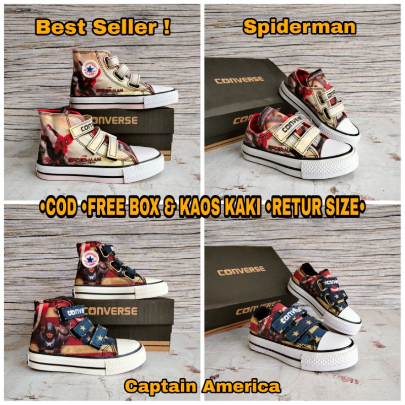 SEPATU ANAK CONVERSE CAPTAIN AMERICA PREMIUM QUALITY SEPATU ANAK LAKI LAKI KADO MARVEL