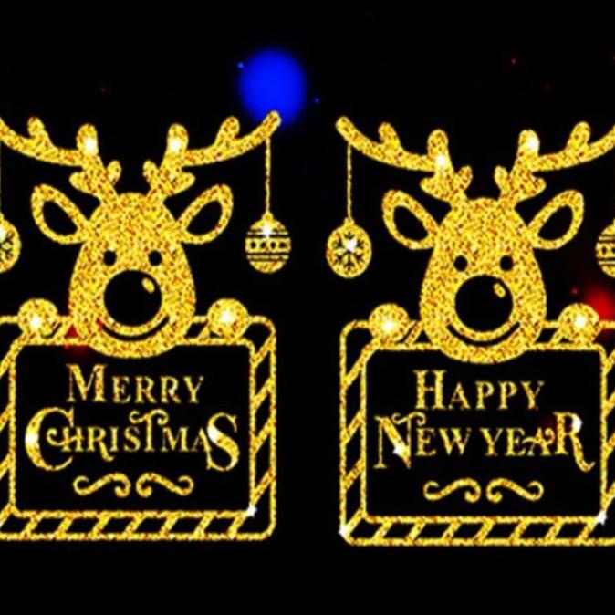 STIKER KACA DEKORASI NATAL PERLENGKAPAN NATAL STICKER GOLD Termurah