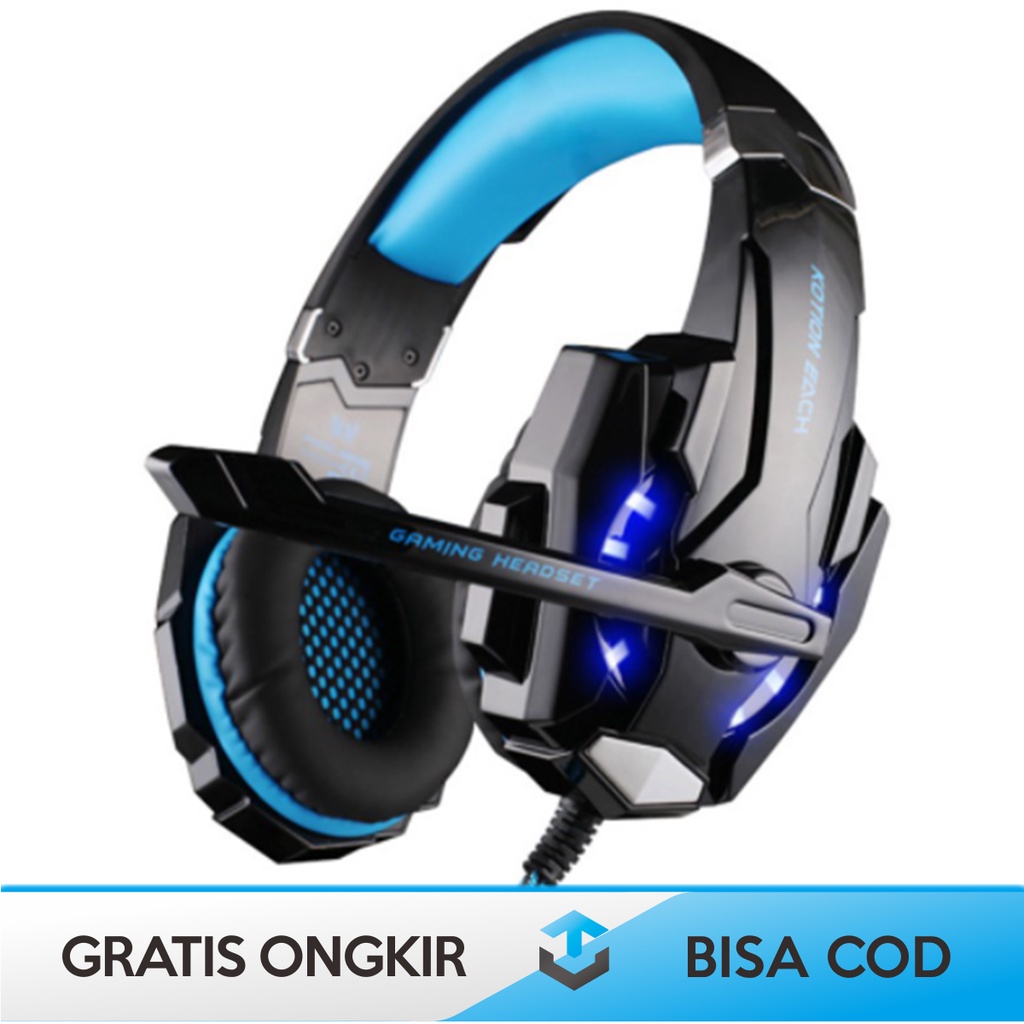 HEADSET GAMING LED KOTION EACH G9000 HEADBAND NYAMAN KEDAP SUARA LUAR