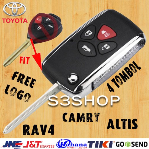 Casing Kunci Lipat Flip Key Toyota Camry Corolla RAV4 Toyota 4 Tombol