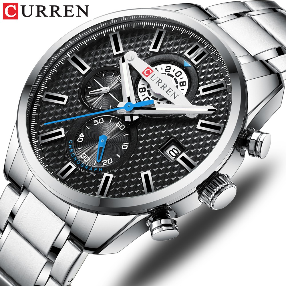 CURREN 8352 Jam Tangan Pria Analog Stainless Steel Chronograph Aktif WATCHKITE WKOS